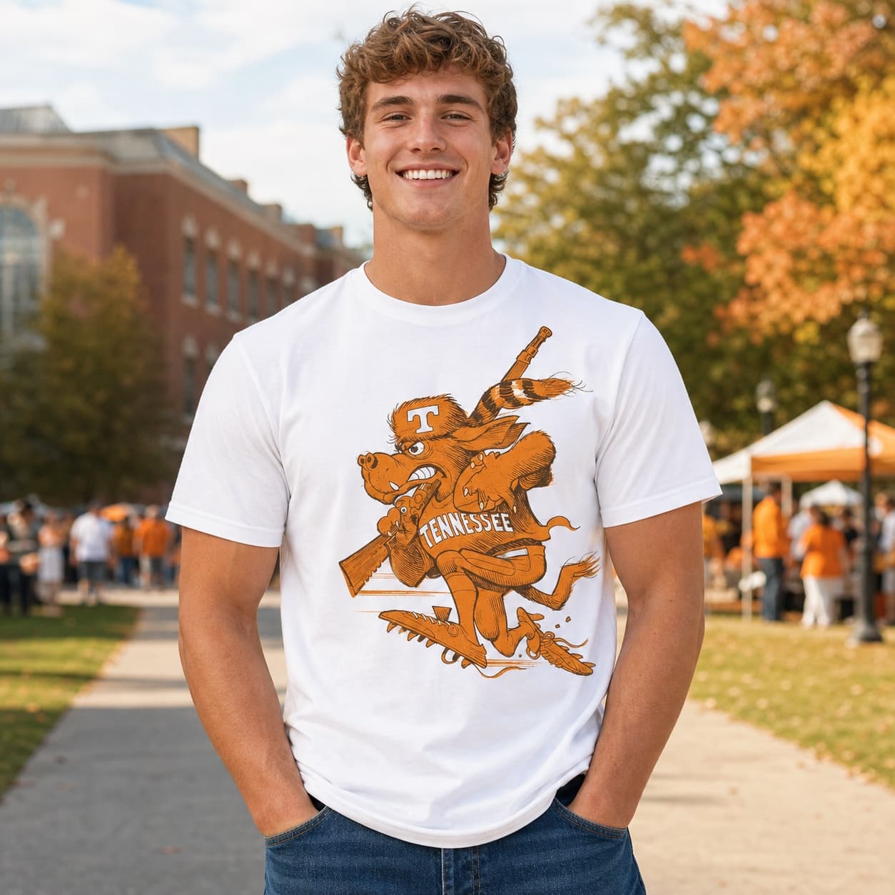 Tennessee Volunteers Hunting Mascot Retro Football 1996 Artwork Shirt