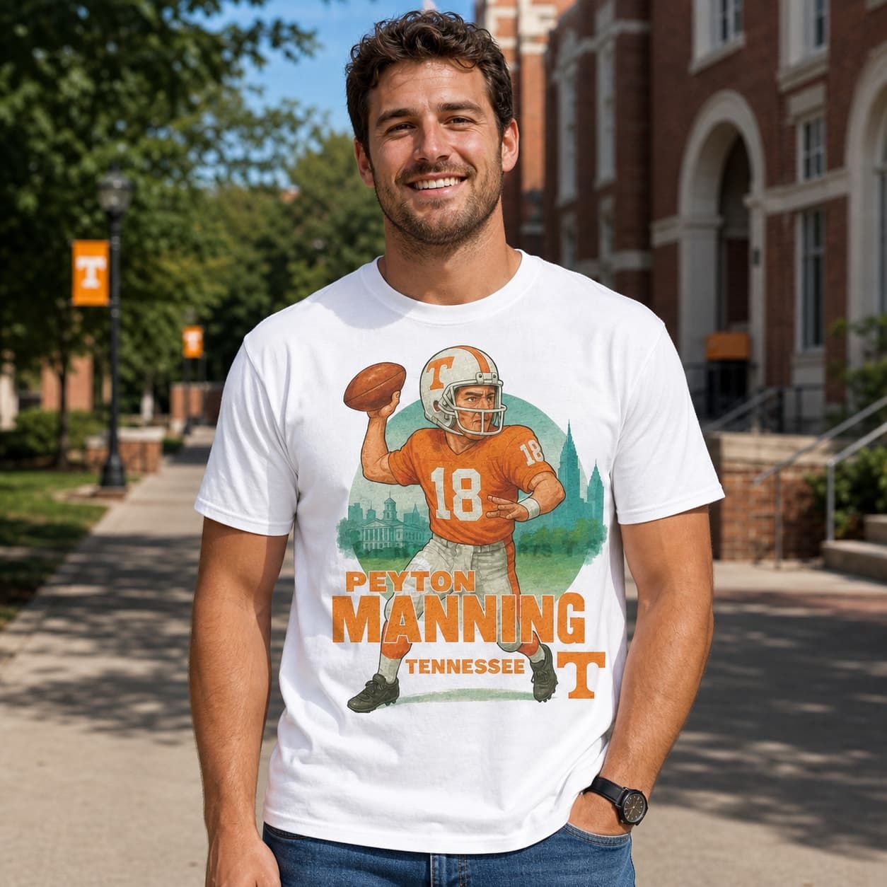 Tennessee Volunteers Peyton Manning Exclusive Retro Football Artwork Shirt