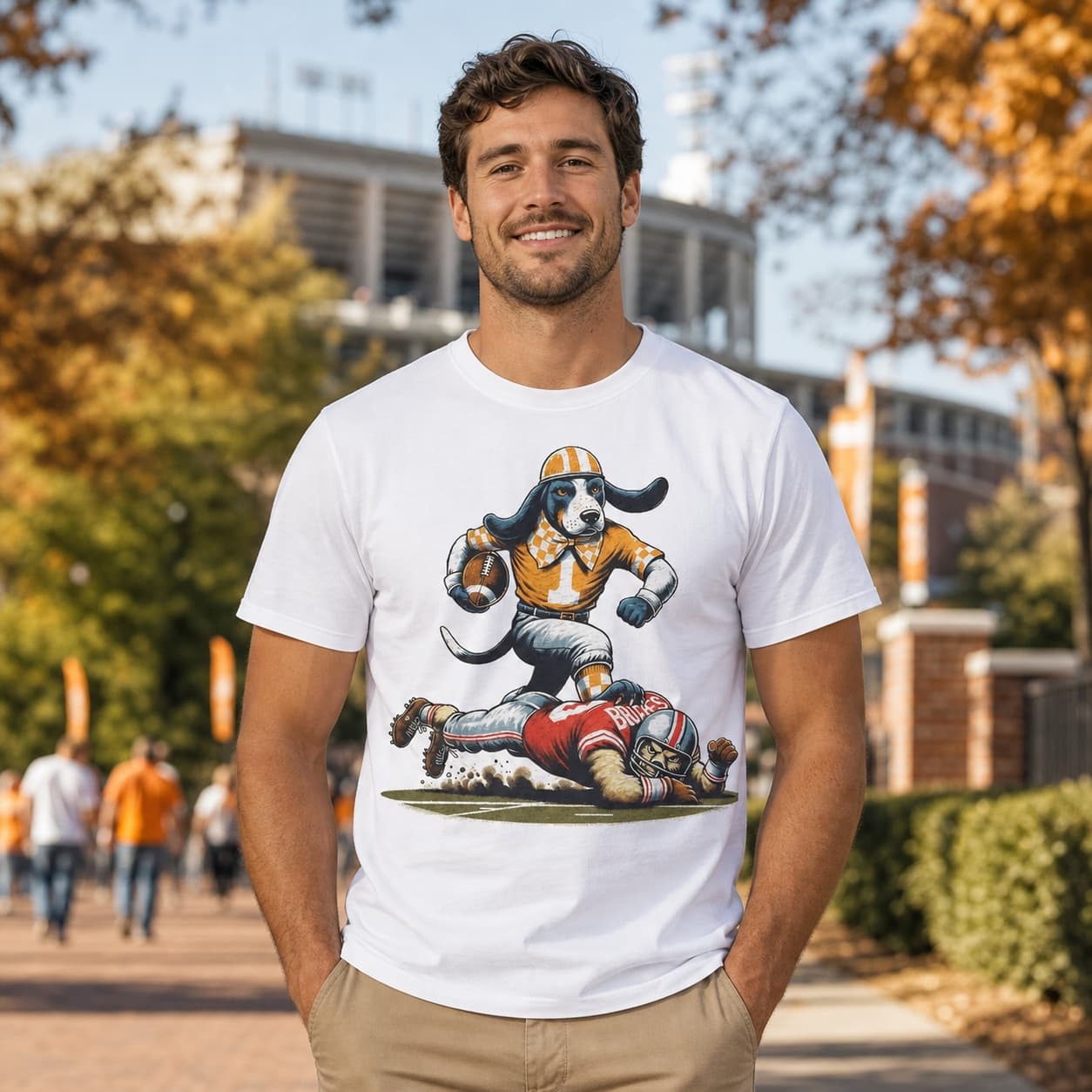 Tennessee Volunteers vs. Ohio State Buckeyes Exclusive Retro Rivalries Playoff Football Artwork Heather T-Shirt