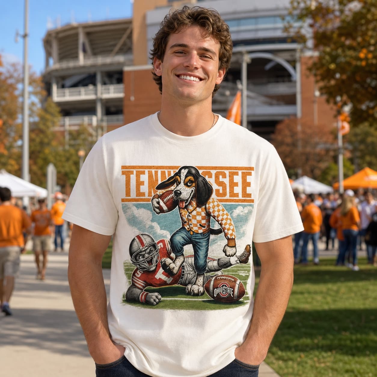 Tennessee Volunteers vs. Ohio State Buckeyes Exclusive Retro Rivalries Playoff Football Artwork Style 5