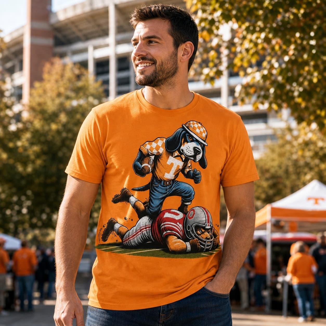 Tennessee Volunteers vs. Ohio State Buckeyes Exclusive Retro Rivalries Playoff Football Artwork Tee