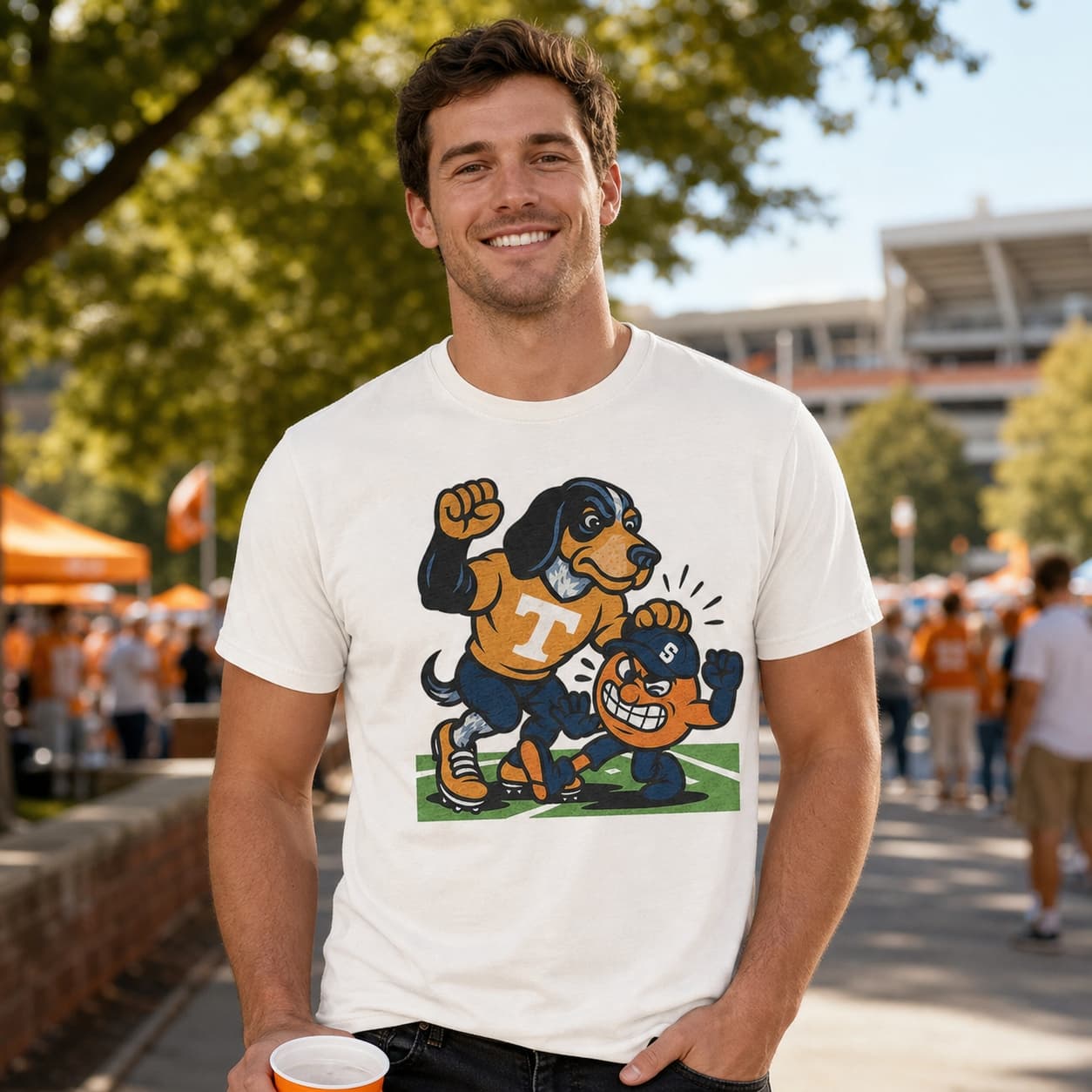 Tennessee Volunteers vs. Syracuse Orange Exclusive Retro Rivals Football Artwork Shirt