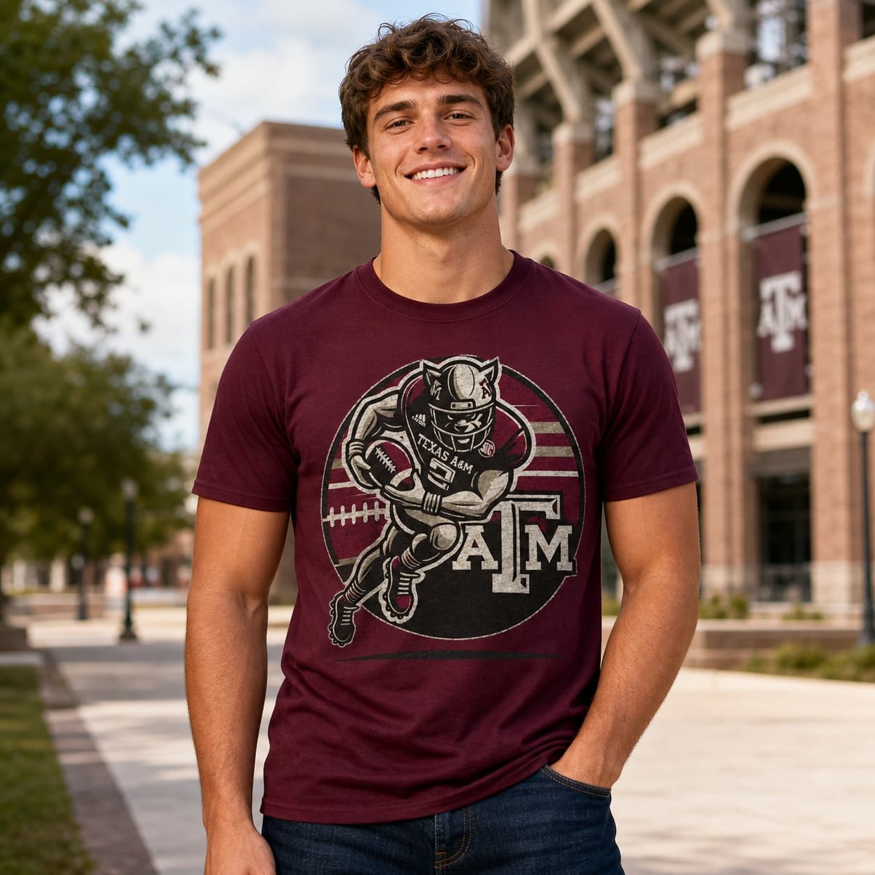 Texas A&M Aggies Exclusive Retro Football Circle Artwork Shirt