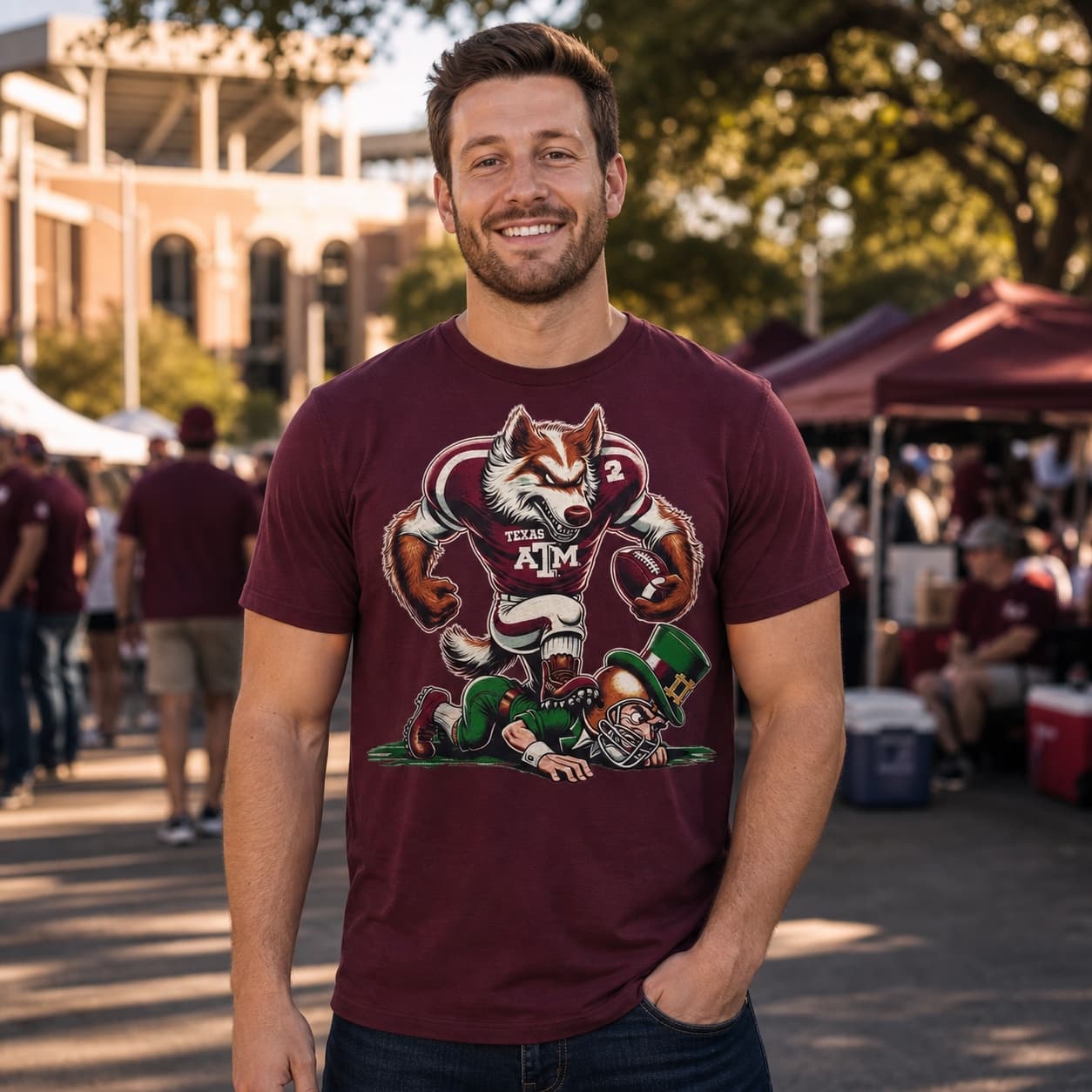 Texas A&M Aggies vs. Notre Dame Fighting Irish Retro Rivalry Football 1992 Artwork Shirt
