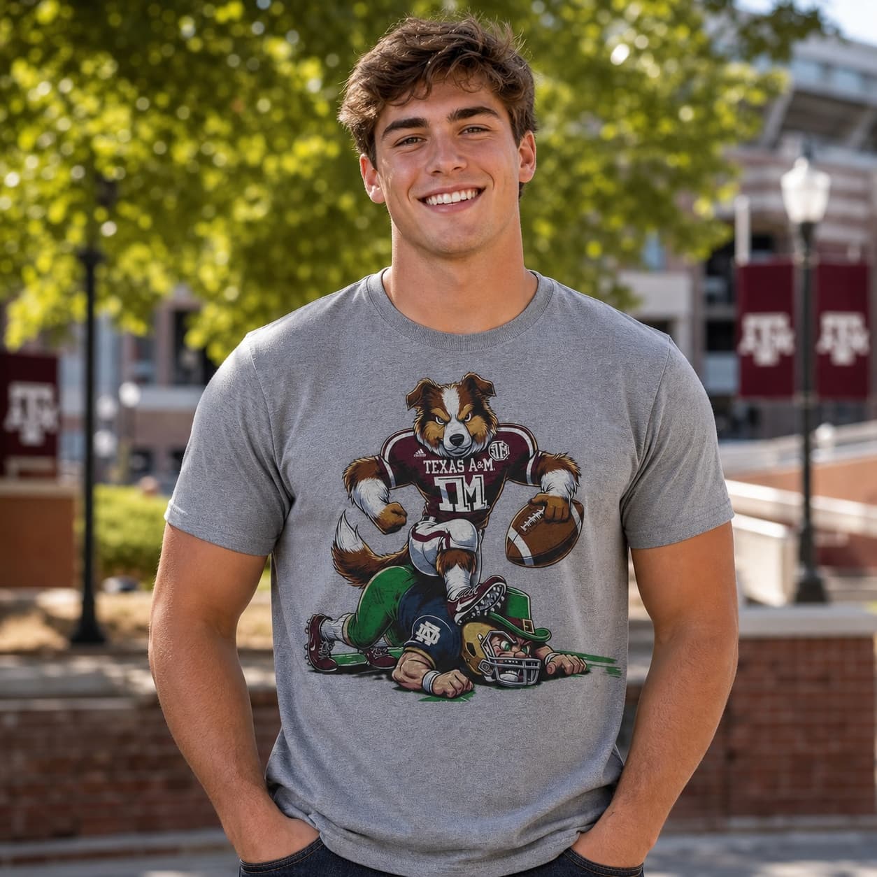 Texas A&M Aggies vs. Notre Dame Fighting Irish Retro Rivalry Football 1998 Artwork Shirt