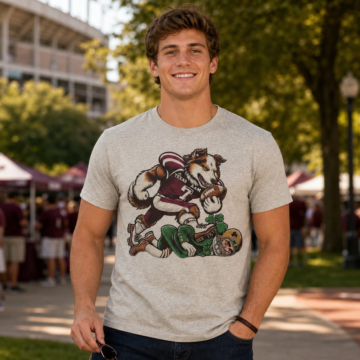 Texas A&M Aggies vs. Notre Dame Fighting Irish Retro Rivalry Football 2002 Artwork Shirt