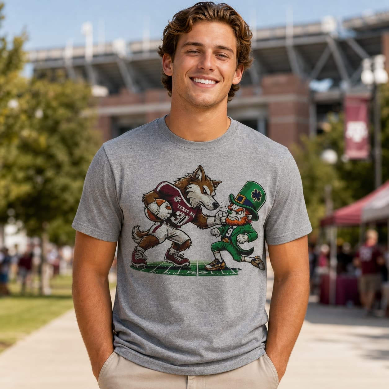 Texas A&M Aggies vs. Notre Dame Fighting Irish Retro Rivalry Football 2006 Artwork Shirt