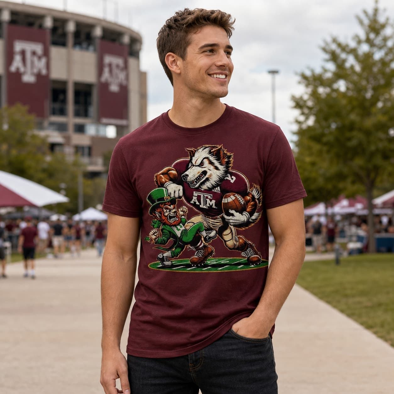 Texas A&M Aggies vs. Notre Dame Fighting Irish Retro Rivalry Football 2008 Artwork Shirt