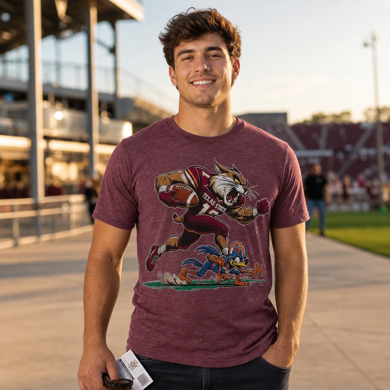 Texas State Bobcats vs. UTSA Roadrunners Exclusive Retro Rivals Football Artwork Shirt