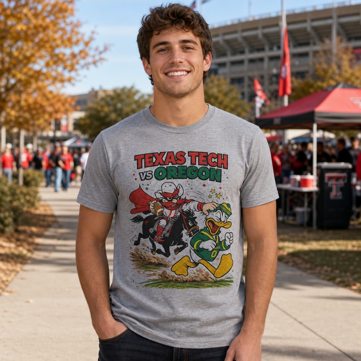 Texas Tech Red Raiders vs. Oregon Ducks Retro Rivalries Football Artwork Shirt