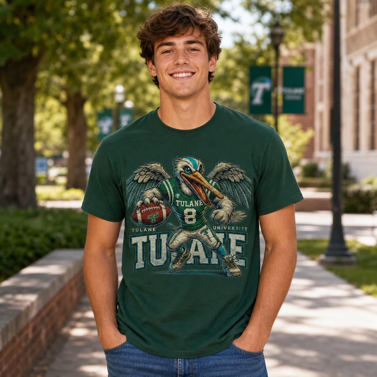Tulane Green Wave Exclusive Retro Football Artwork Shirt