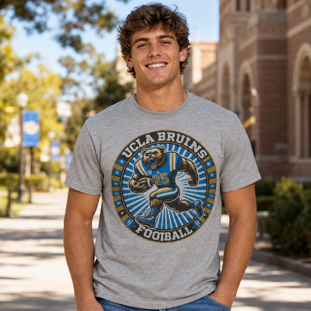 UCLA Bruins Exclusive Retro Football Circle Artwork Shirt