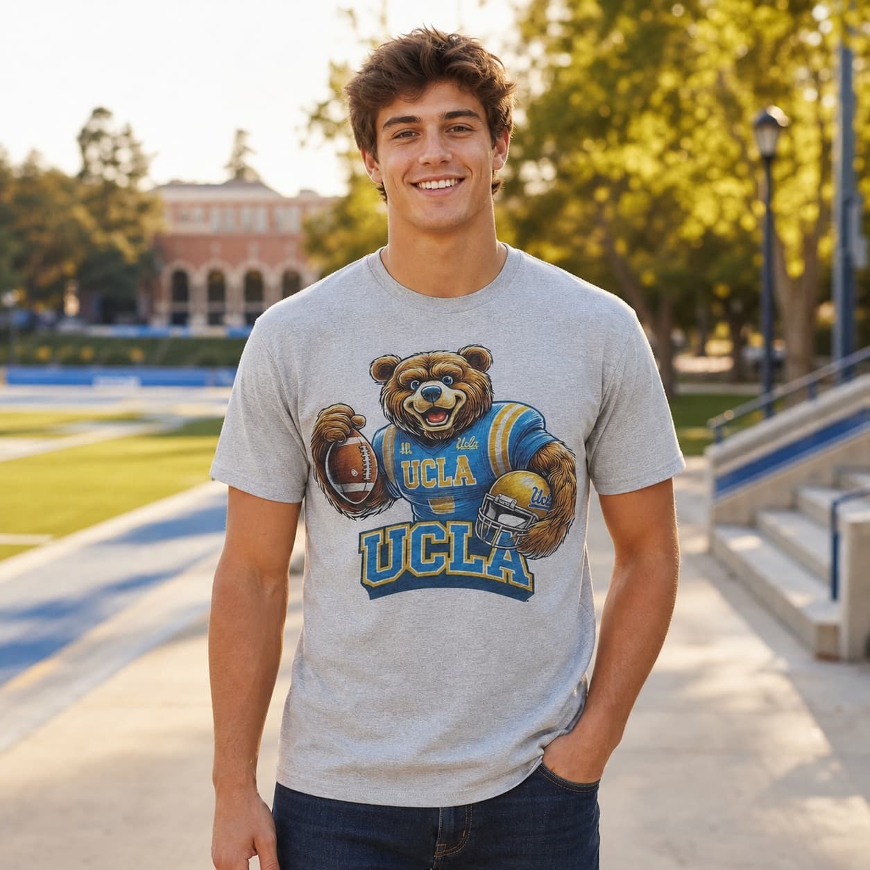 UCLA Bruins Exclusive Retro Football Helmet Artwork Shirt