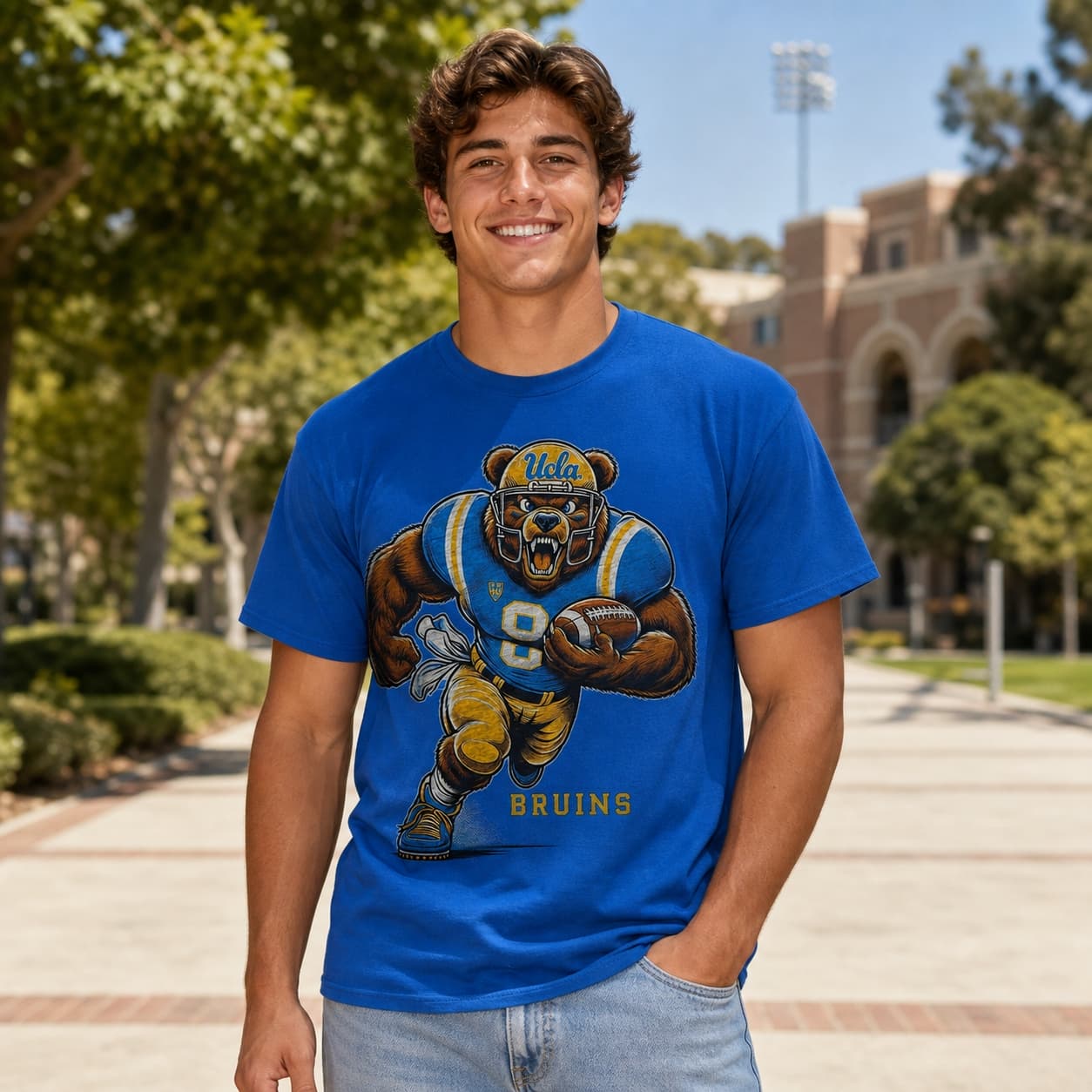 UCLA Bruins Exclusive Retro Joe Bruin Football Artwork Shirt