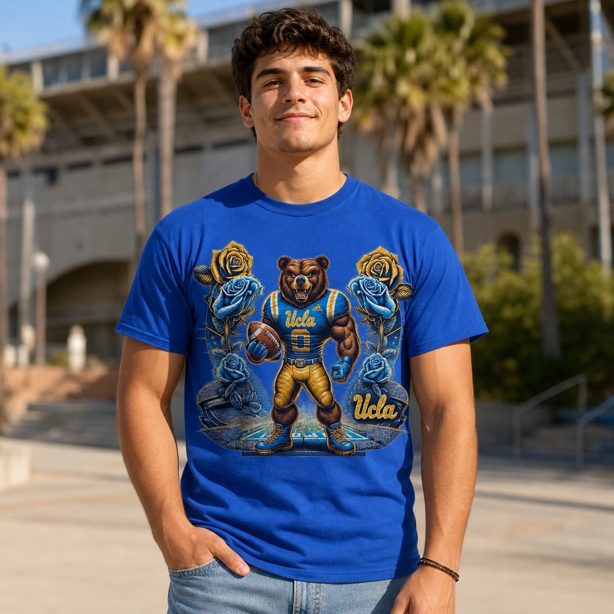 UCLA Bruins Exclusive Retro Roses Football Artwork Shirt