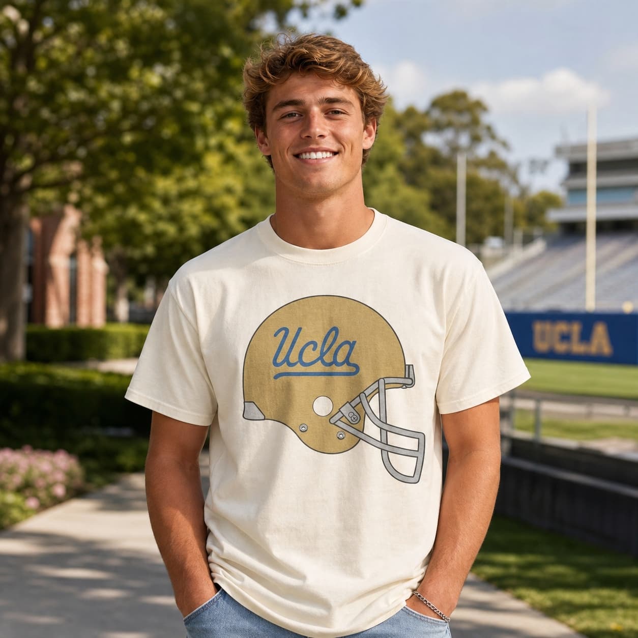 UCLA Bruins Retro Football Helmet 1973 Artwork Shirt