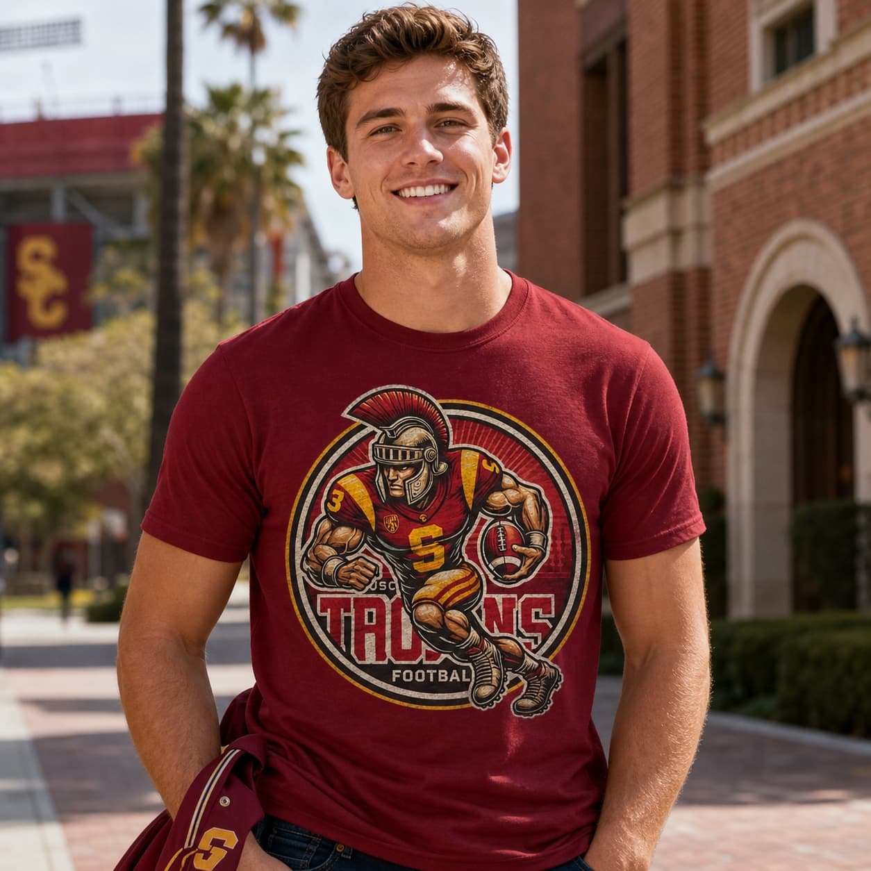 USC Trojans Exclusive Retro Football Circle Artwork Shirt
