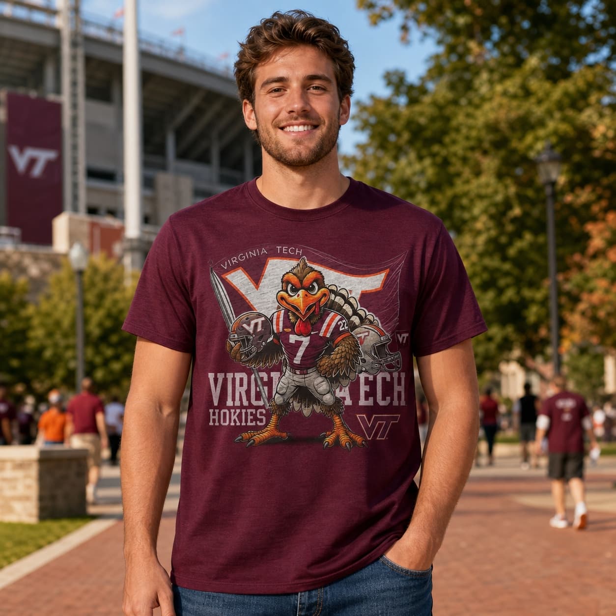 Virginia Tech Hokies Exclusive Retro Football Flag Artwork Shirt