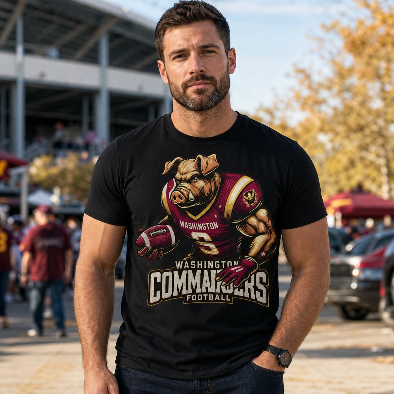 Washington Commanders Exclusive Retro Football Running Mascot Artwork Shirt