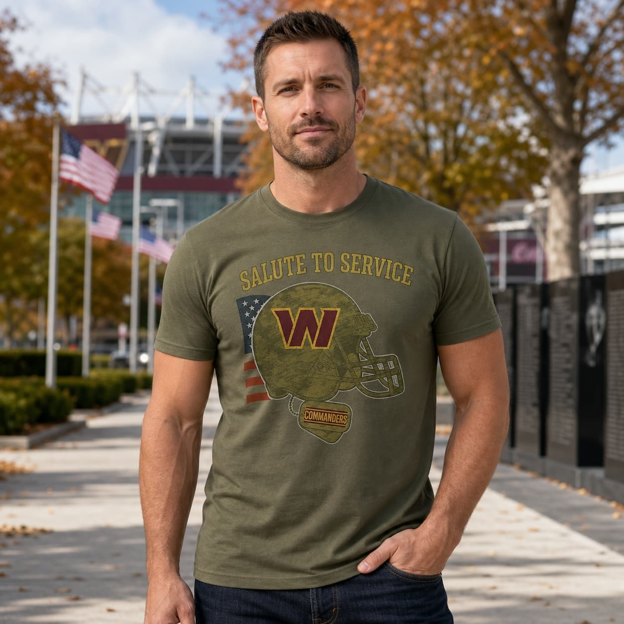 Washington Commanders Exclusive Retro Football Service Salute Artwork Shirt