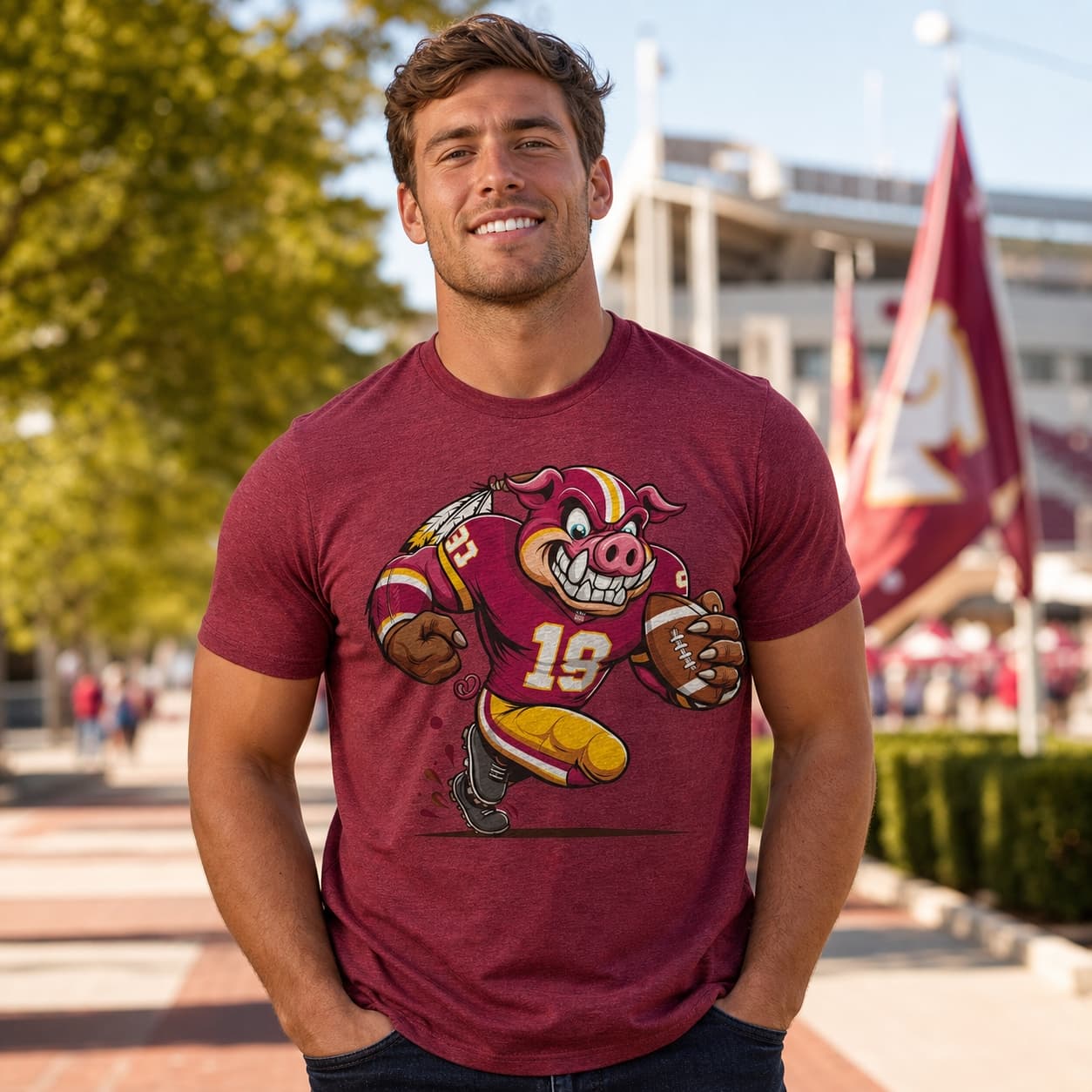 Washington Commanders Ferocious Retro Football Mascot Artwork Shirt