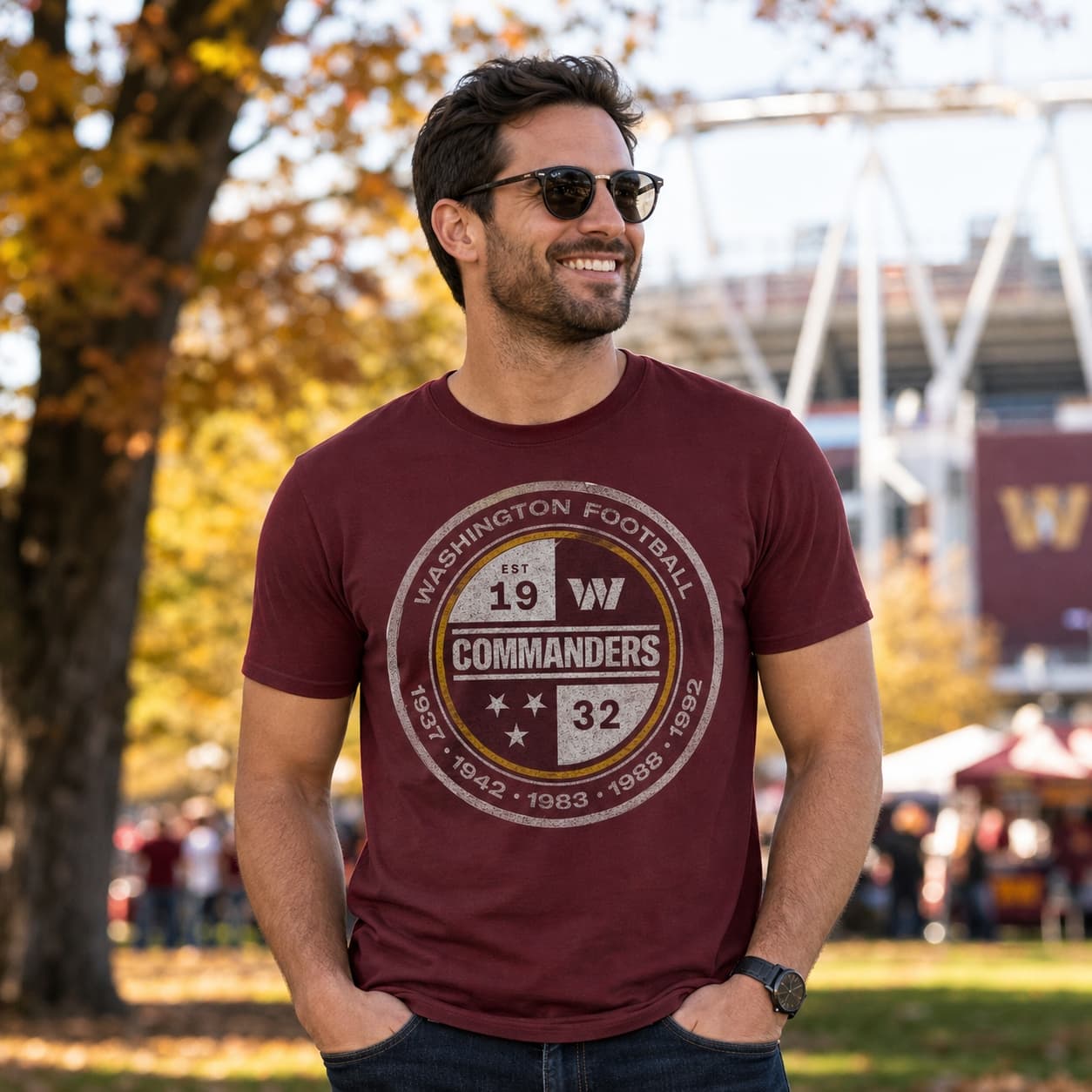 Washington Commanders Retro Football Circle Artwork Shirt