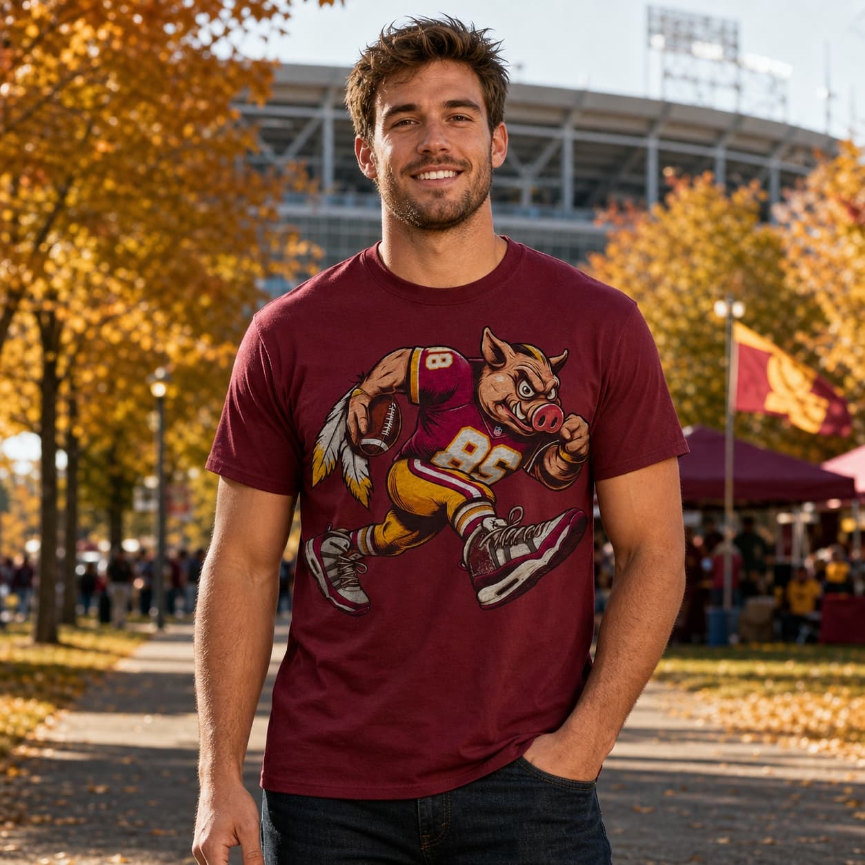 Washington Commanders Retro Football Mascot Artwork Shirt