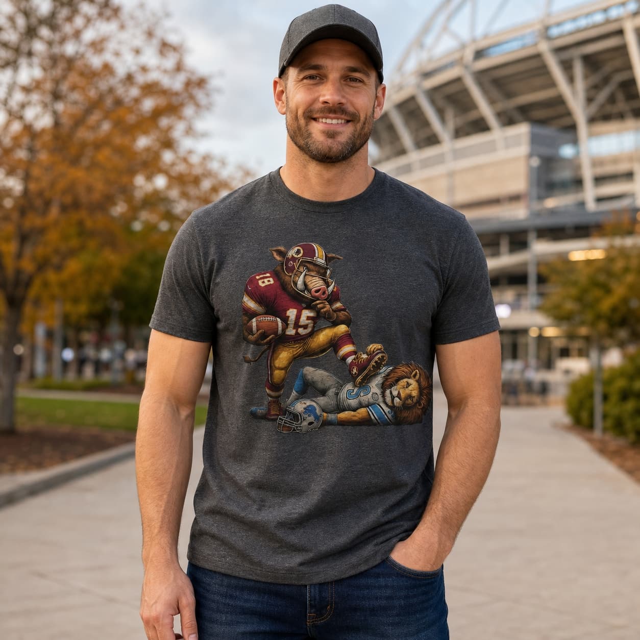 Washington Commanders vs. Detroit Lions Exclusive Retro Rivalries Playoff Football Smash Artwork Shirt
