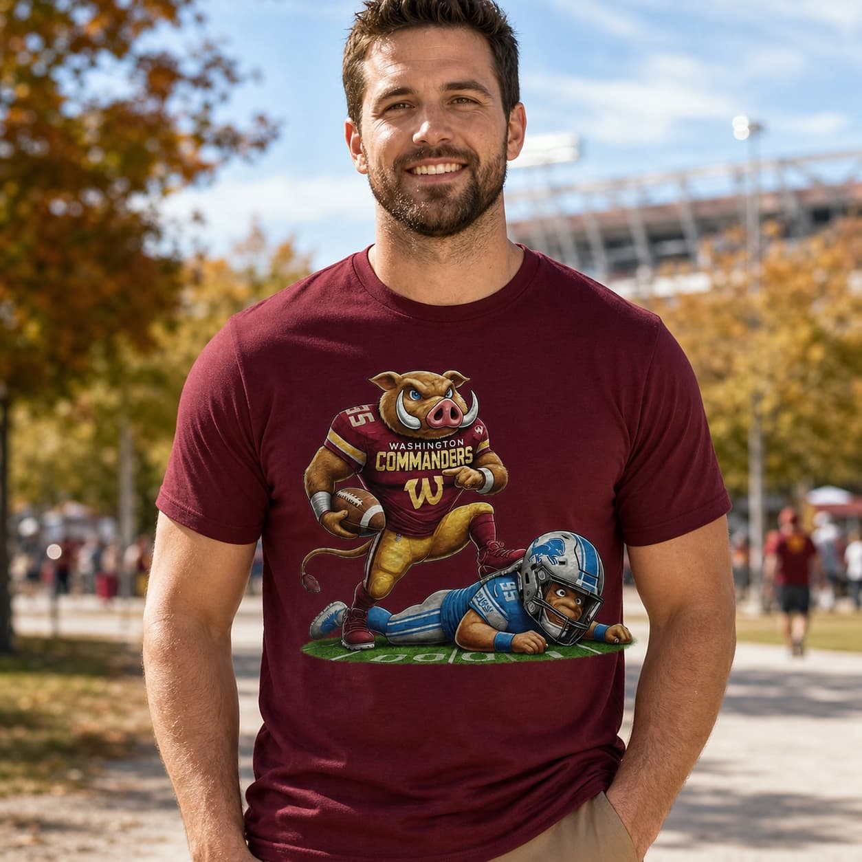 Washington Commanders vs. Detroit Lions Exclusive Retro Rivalries Playoff Football Stomp Artwork Shirt