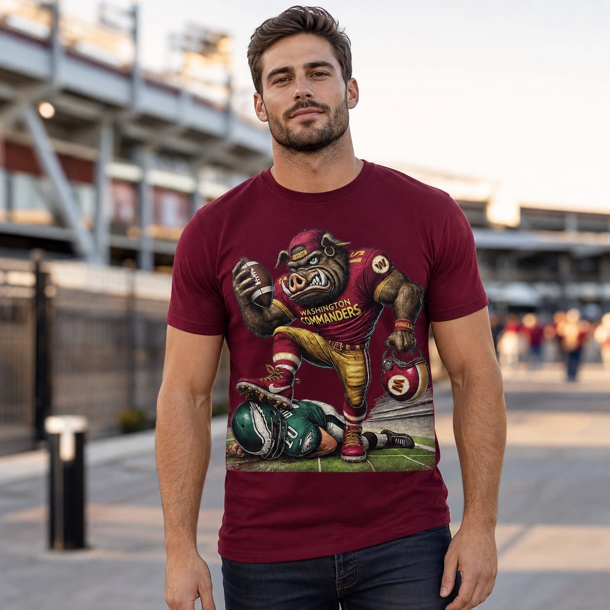 Washington Commanders vs. Philadelphia Eagles Exclusive Retro Rivalries Football Stomp Artwork Shirt