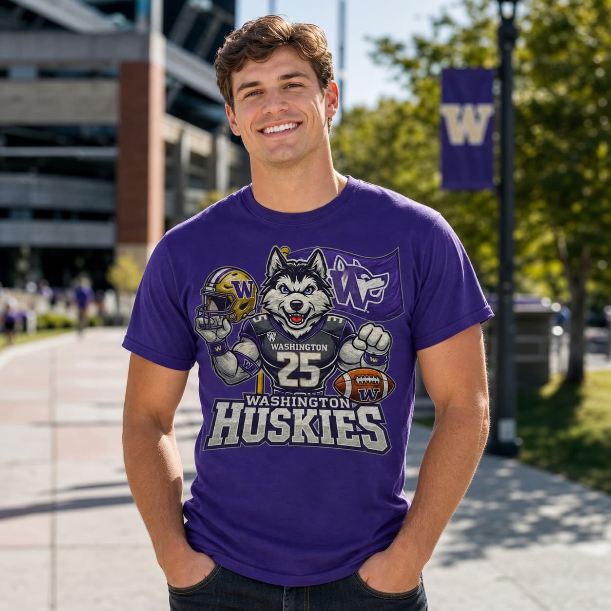 Washington Huskies Exclusive Retro Football Flag Artwork Shirt
