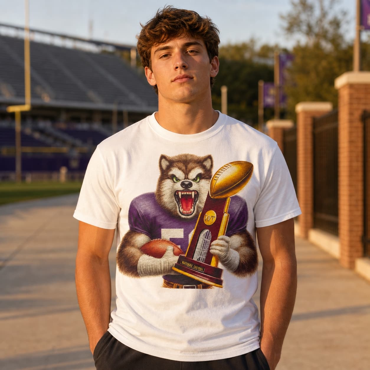 Washington Huskies Retro Mascot National Football Championship Artwork Shirt