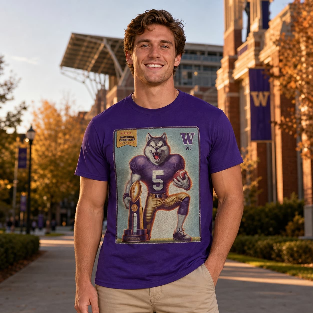 Washington Huskies Vintage National Football Champions Artwork Shirt