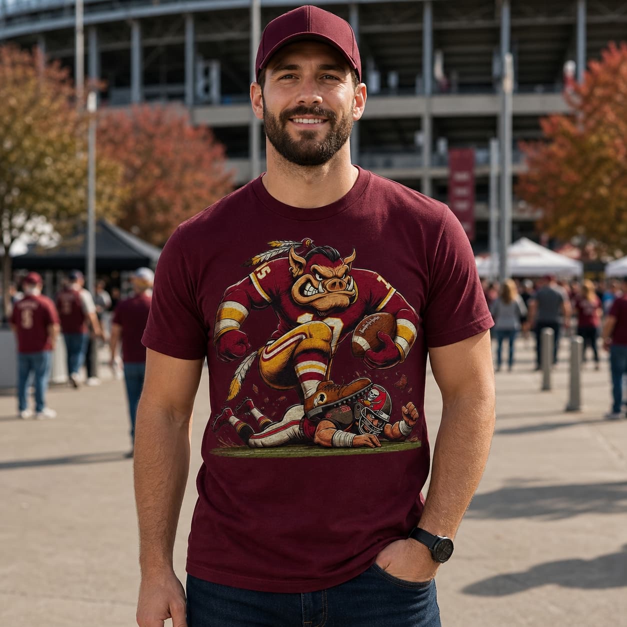 Washington Redskins Commanders vs. Tampa Bay Buccaneers Retro Rivalries Football Major Tuddy Angry Artwork Shirt
