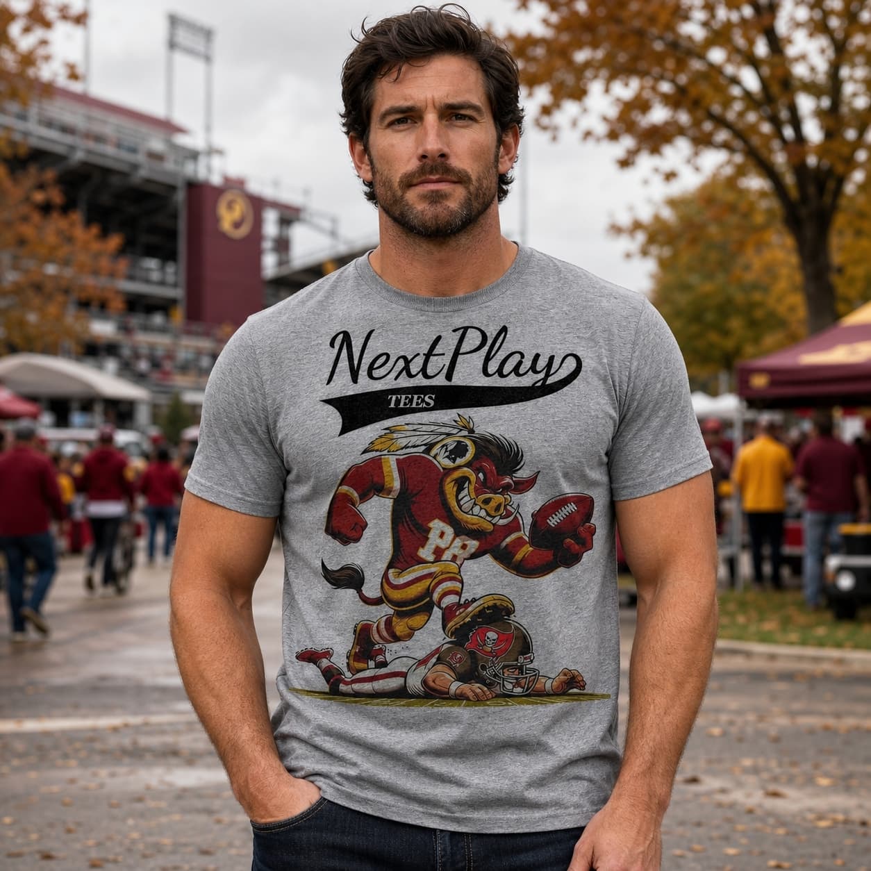 Washington Redskins Commanders vs. Tampa Bay Buccaneers Retro Rivalries Football Major Tuddy Running Artwork Shirt