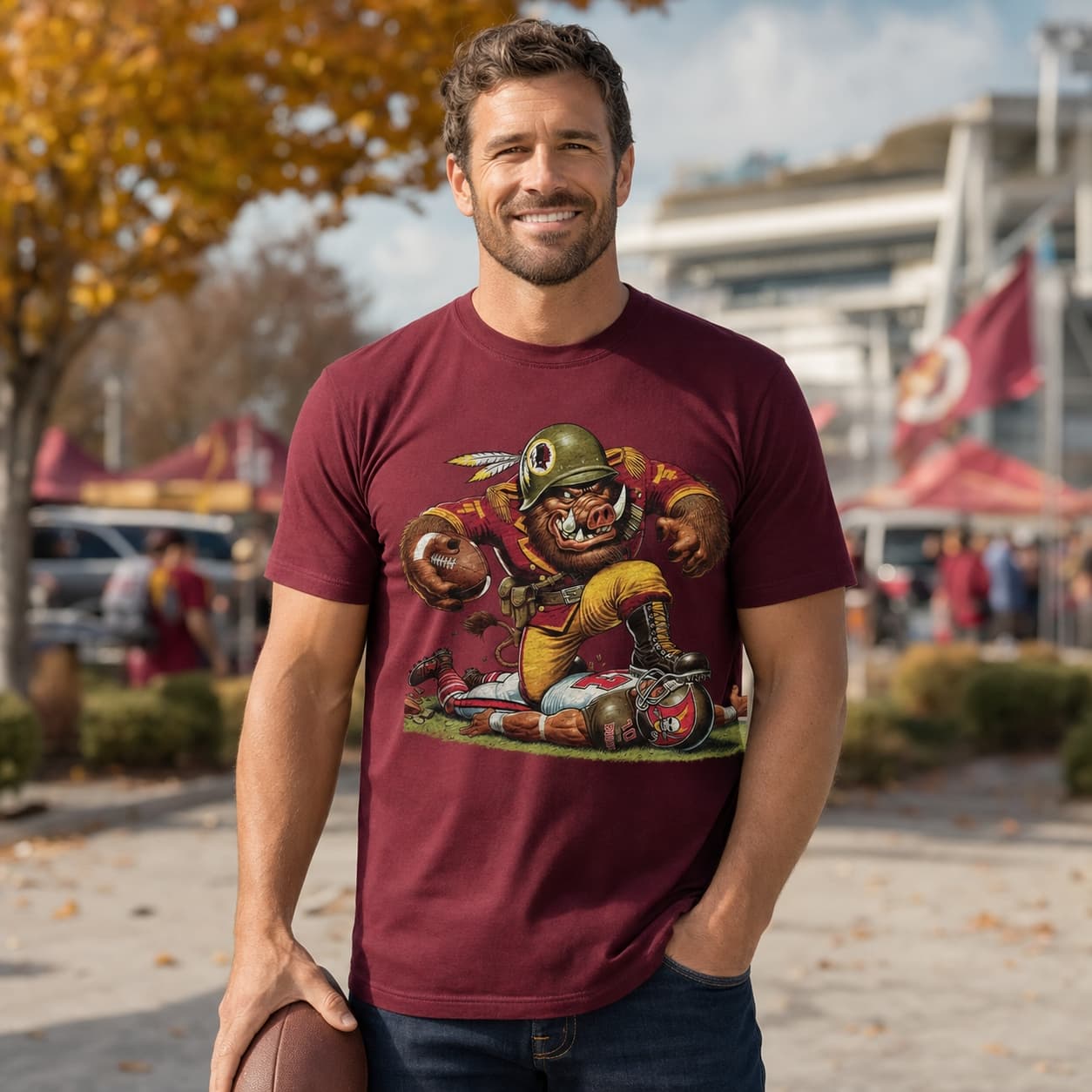Washington Redskins Commanders vs. Tampa Bay Buccaneers Retro Rivalries Football Mascot Artwork Shirt