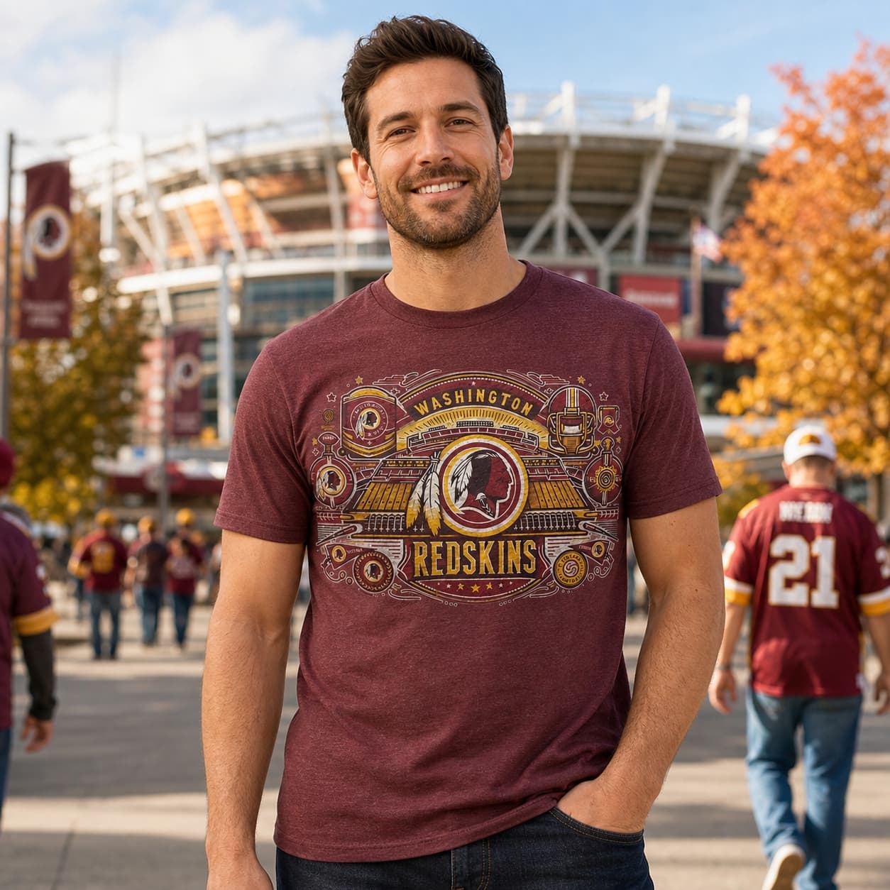 Washington Redskins Exclusive Retro Football 1982 Artwork Shirt