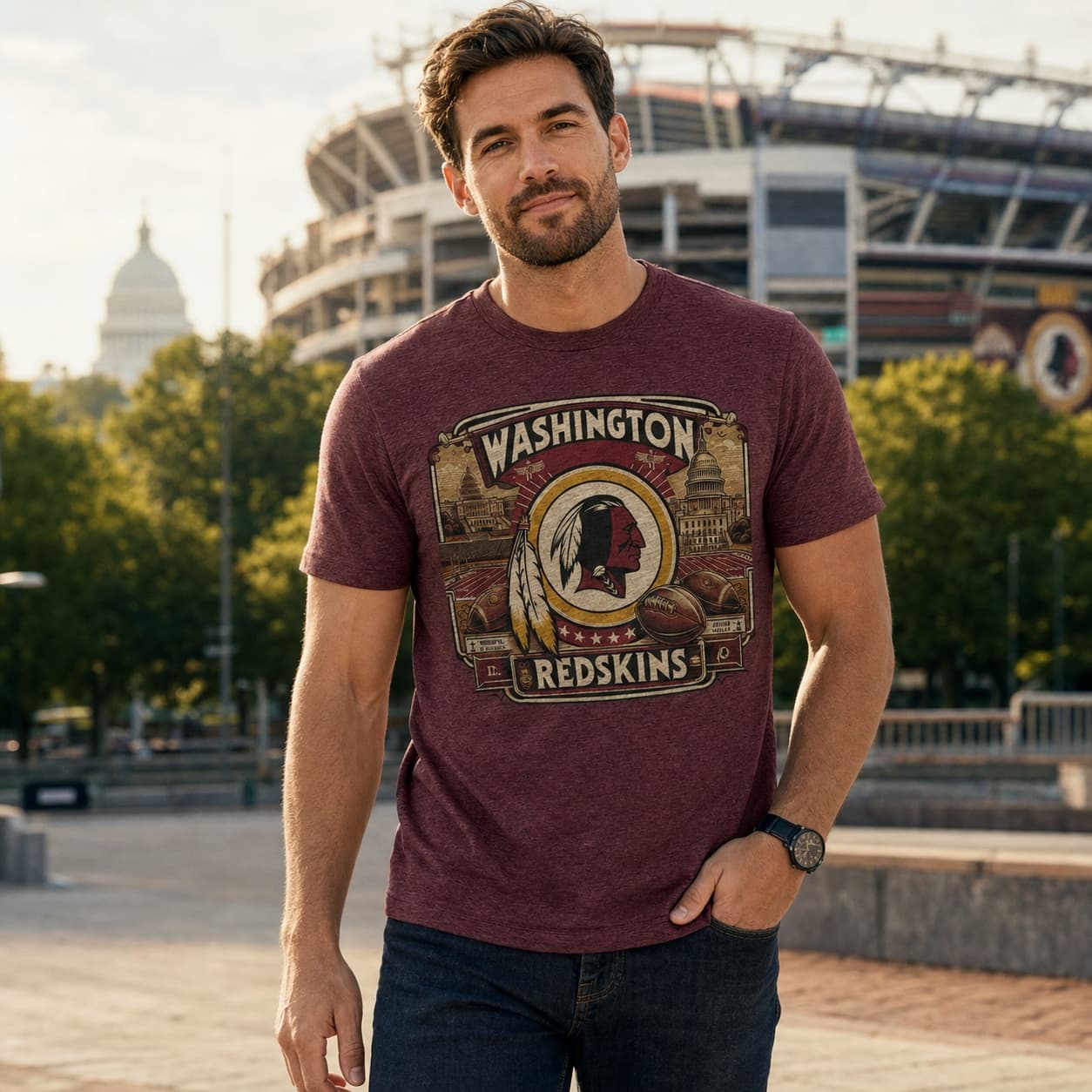 Washington Redskins Exclusive Retro Football 1984 Artwork Shirt