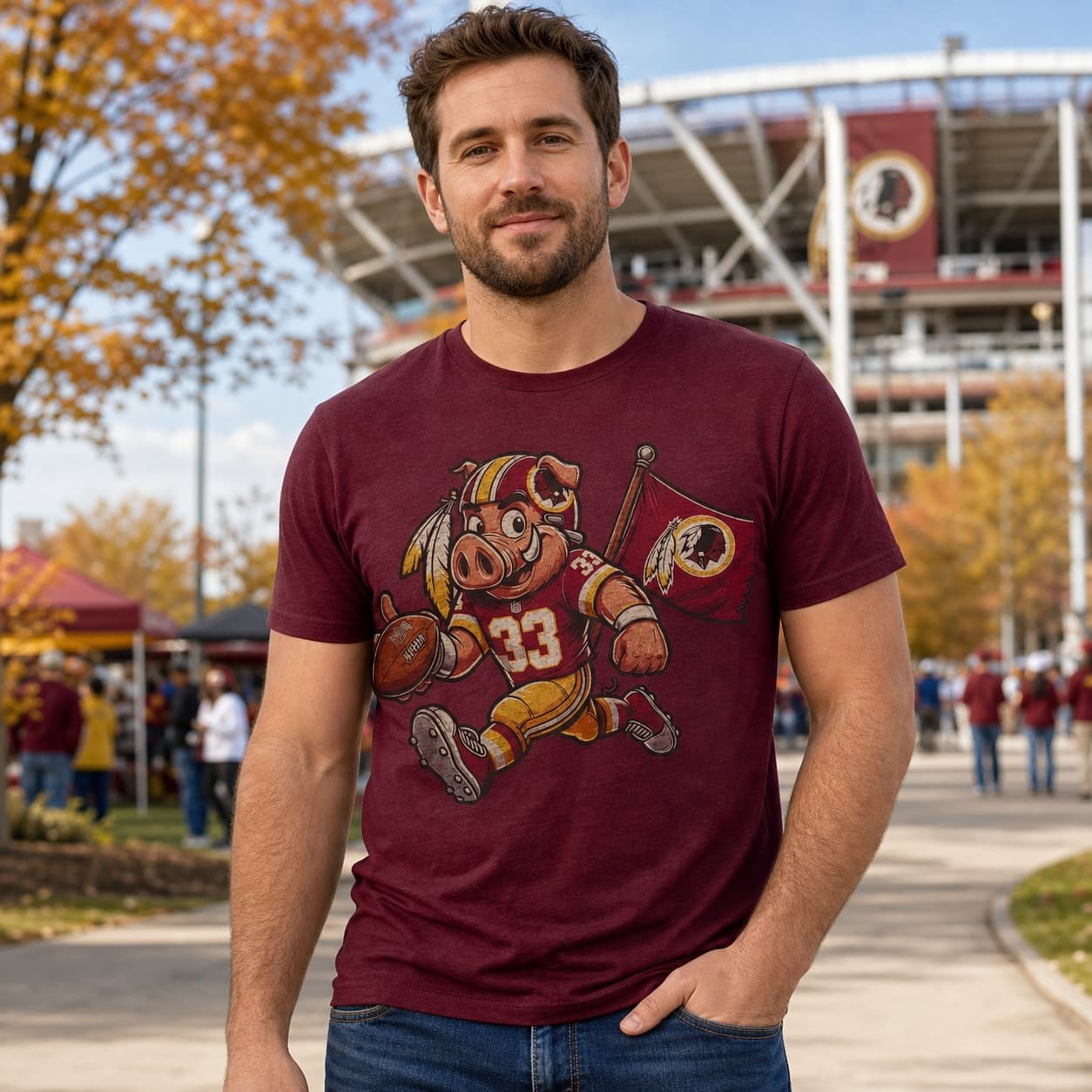 Washington Redskins Exclusive Retro Football Mascot 1981 Artwork Shirt
