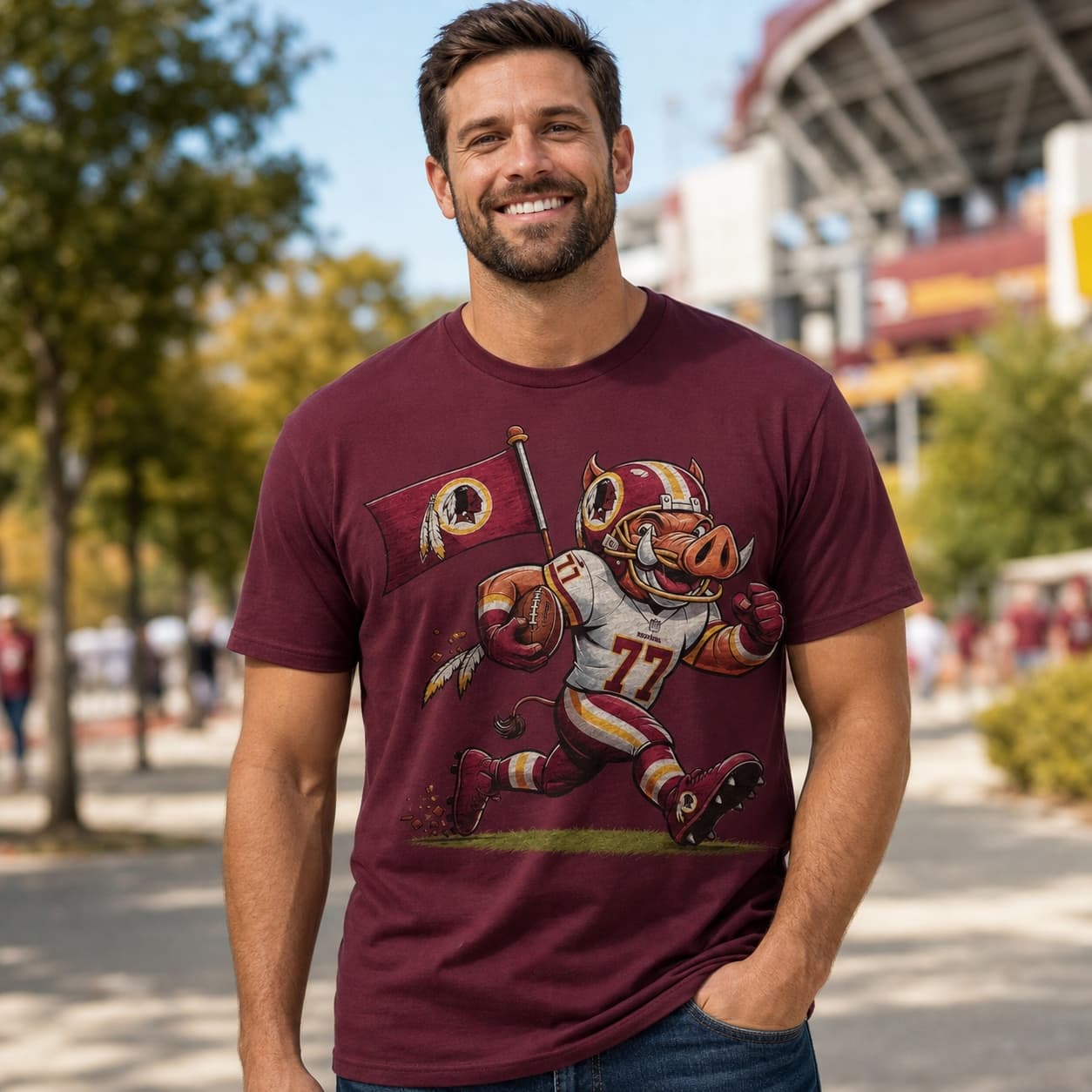 Washington Redskins Exclusive Retro Football Mascot 1982 Artwork Shirt