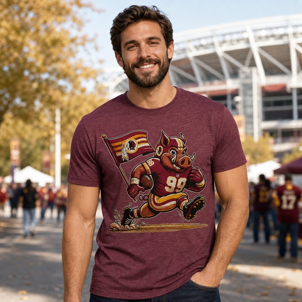 Washington Redskins Exclusive Retro Football Mascot 1983 Artwork Shirt