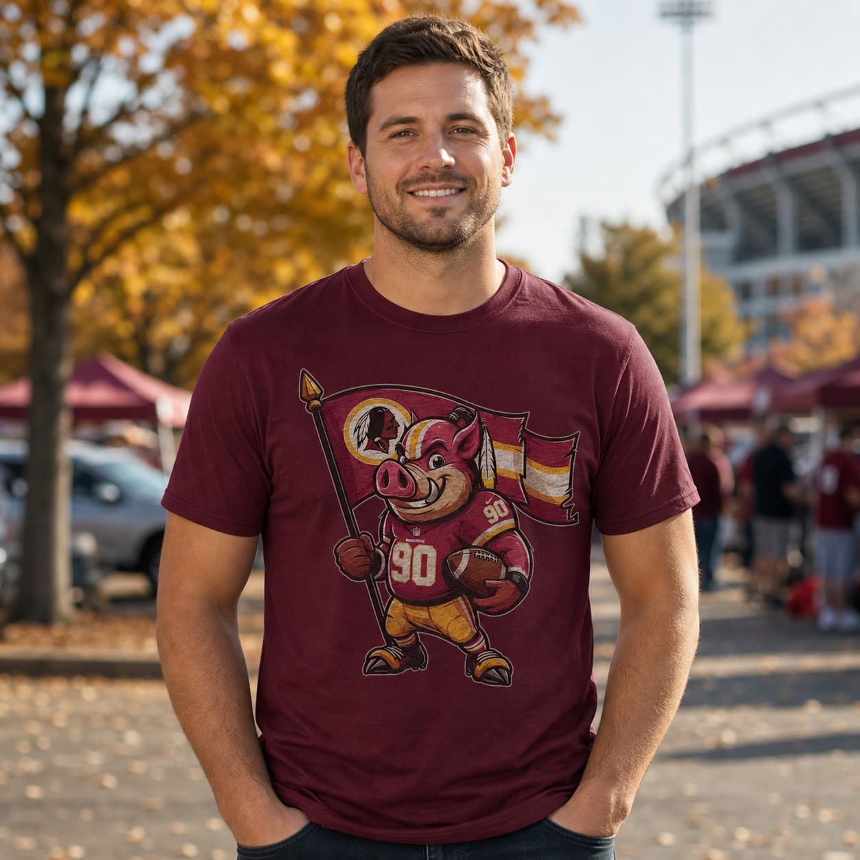 Washington Redskins Exclusive Retro Football Mascot 1984 Artwork Shirt