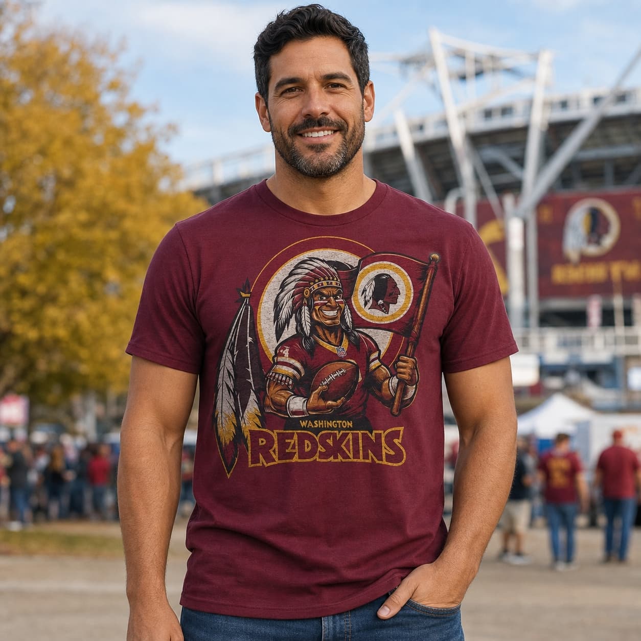 Washington Redskins Exclusive Retro Football Mascot 1987 Artwork Shirt