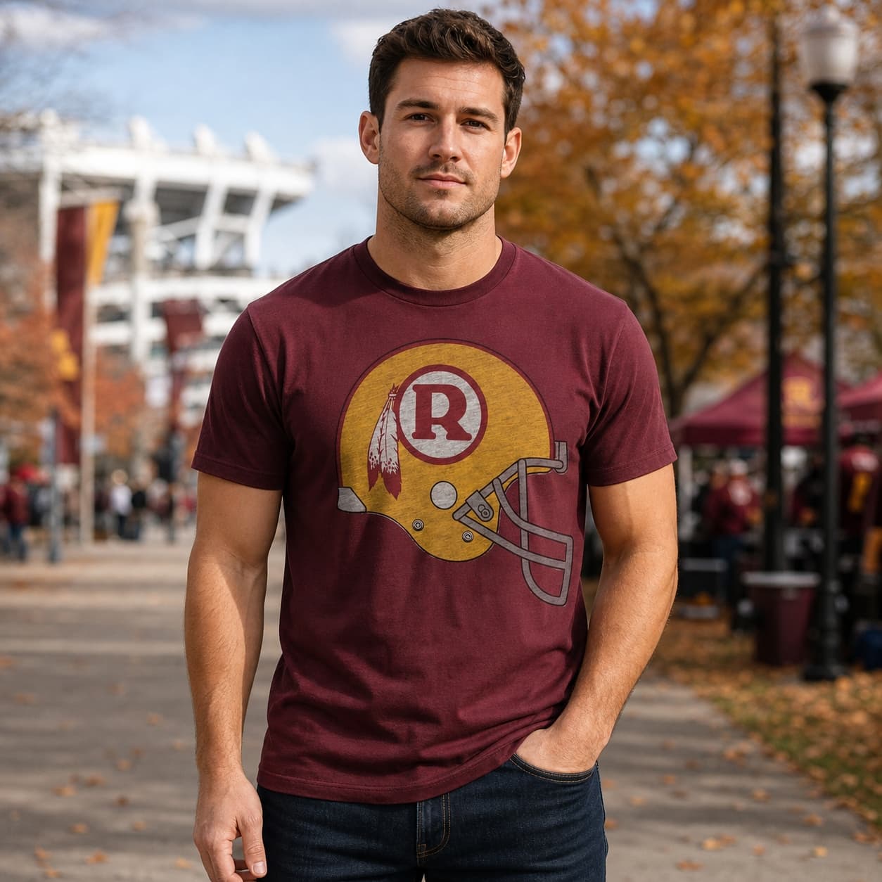 Washington Redskins Retro Football Helmet 1970 Artwork Shirt