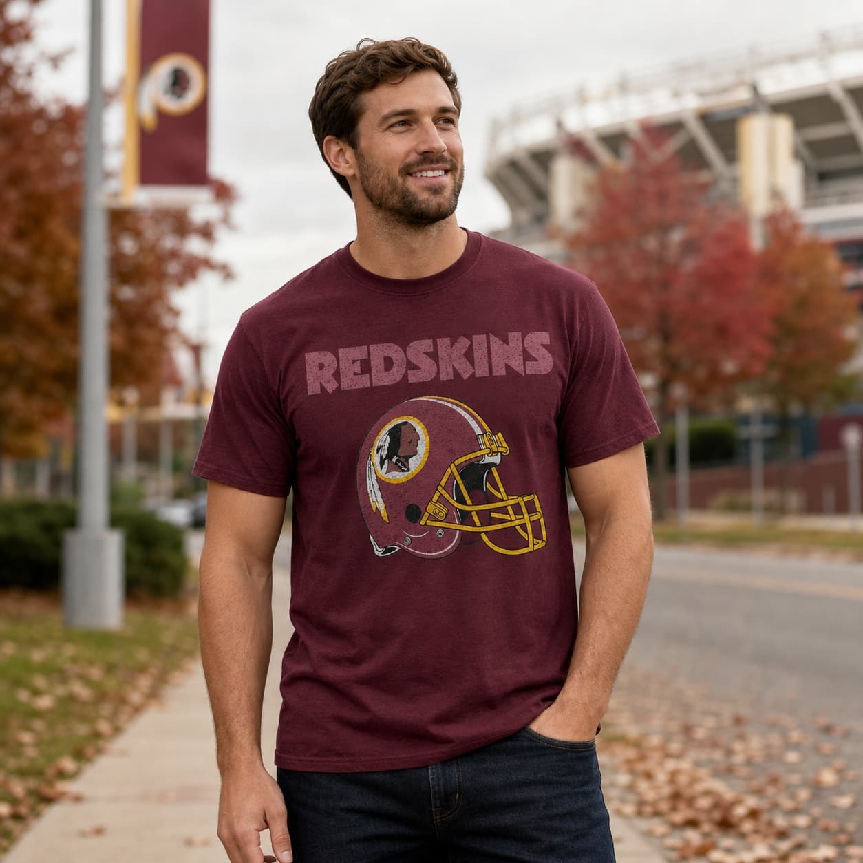 Washington Redskins Retro Football Helmet 1975 Artwork Shirt