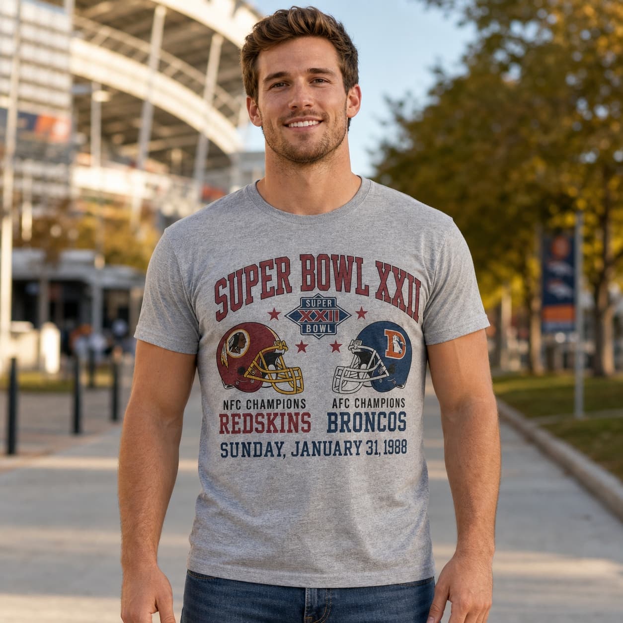 Washington Redskins vs. Denver Broncos Super Bowl XXII Retro Football 1988 Artwork Shirt