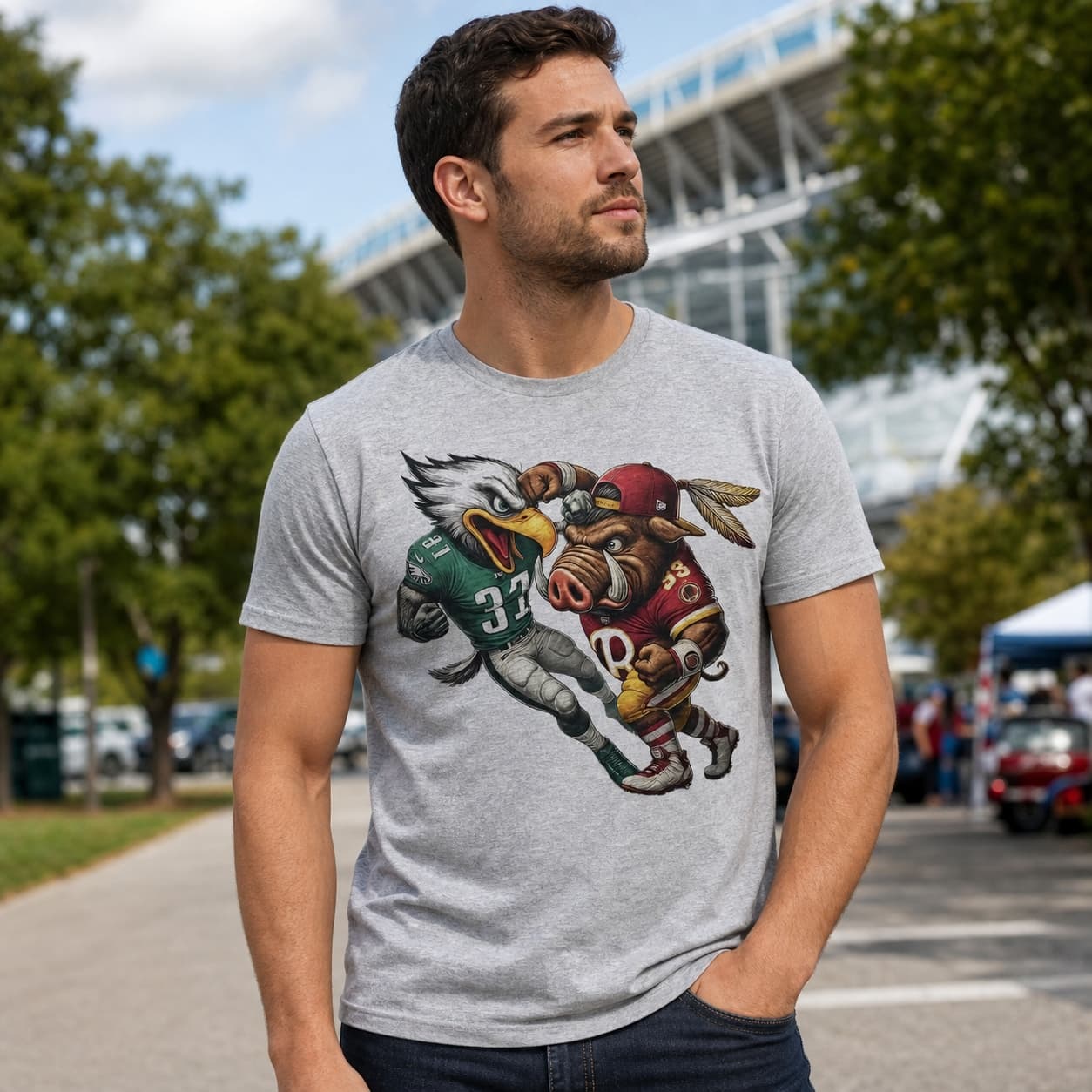 Washington Redskins vs. Philadelphia Eagles Exclusive Retro Rivalries Playoff Football Artwork Shirt