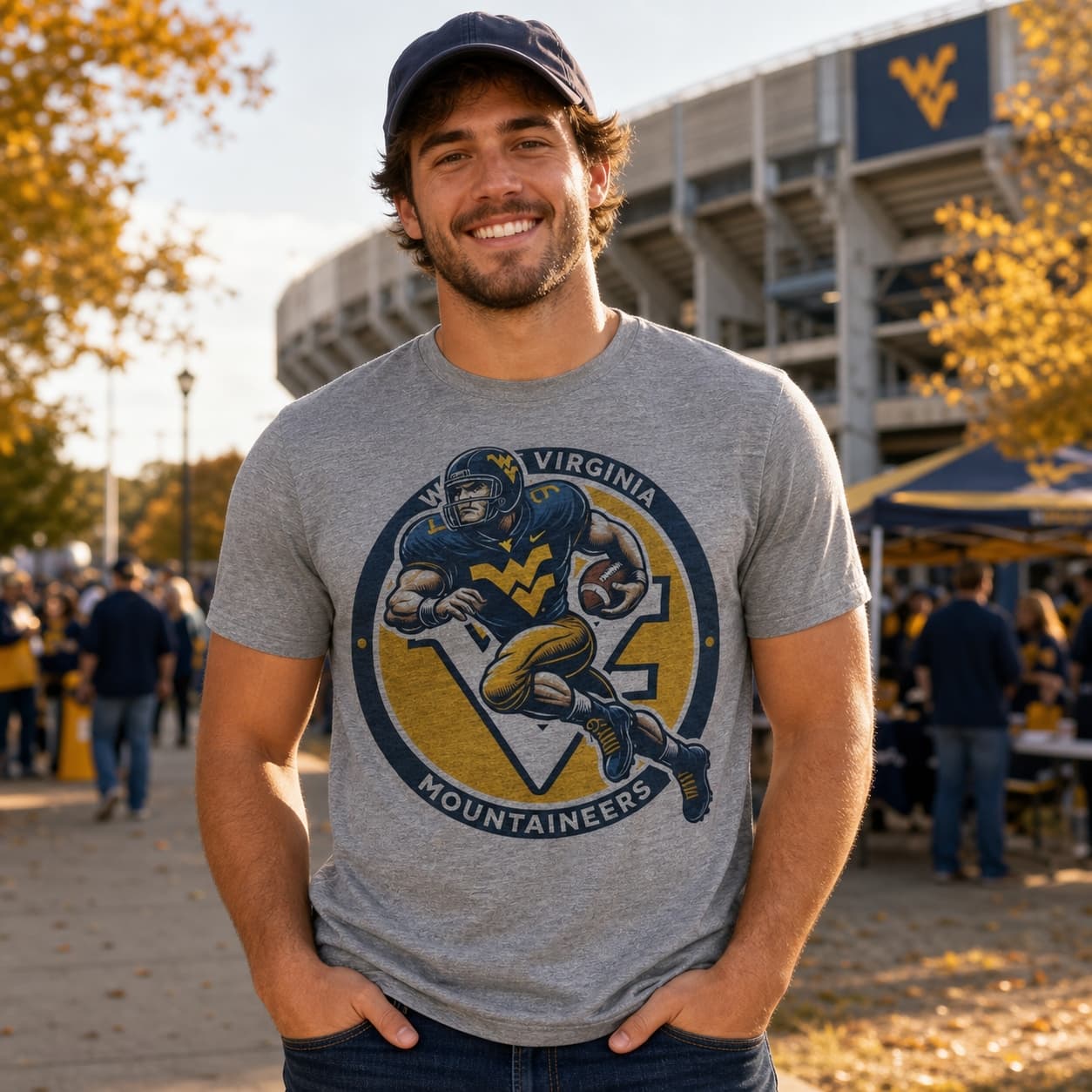 West Virginia Mountaineers Exclusive Retro Football Running Mascot Artwork Shirt