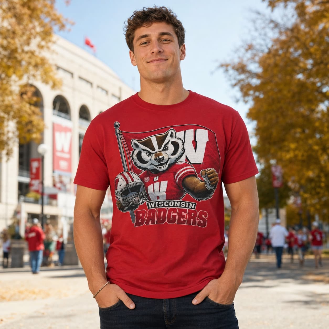 Wisconsin Badgers Exclusive Retro Football Flag Artwork Shirt