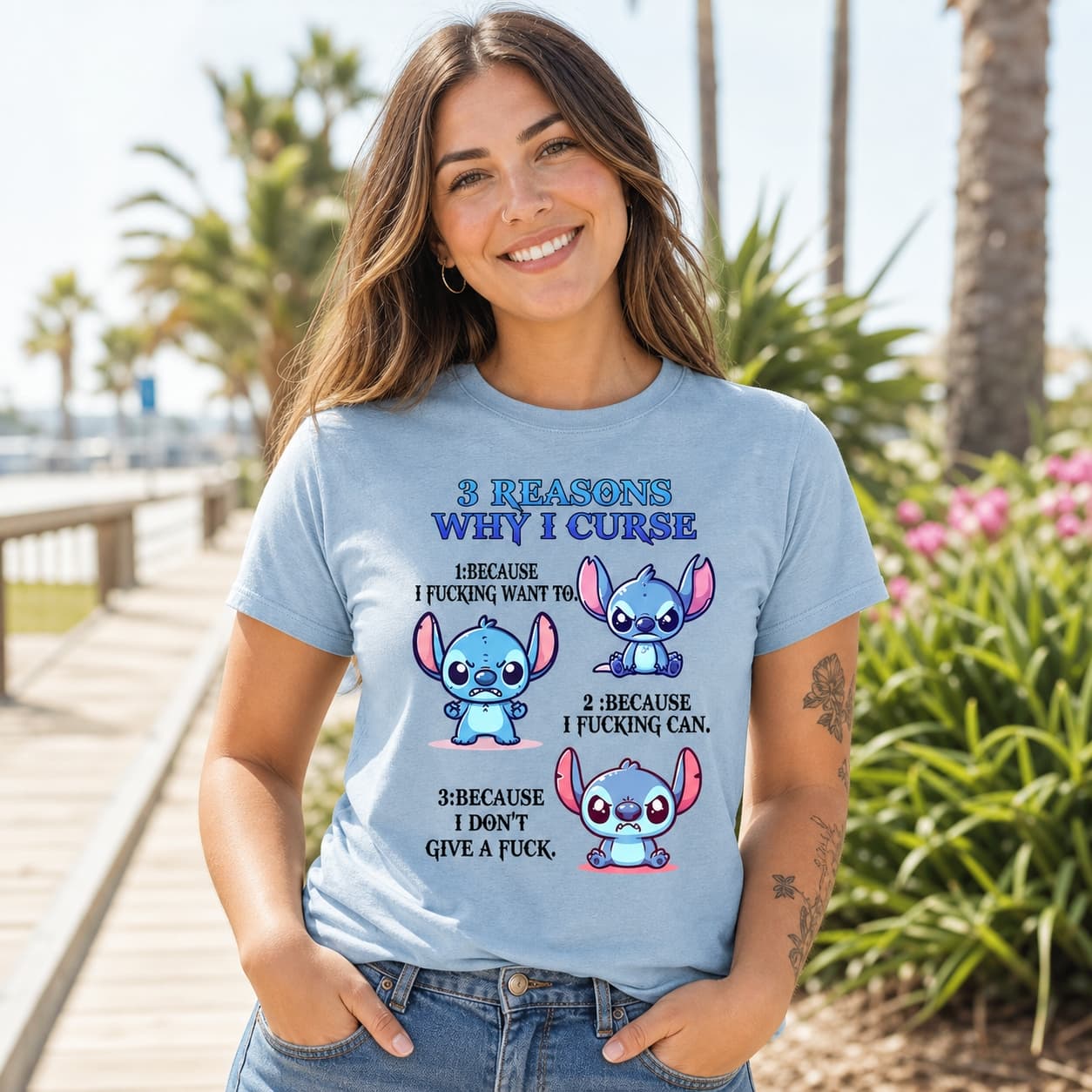 3 Reasons Why I Curse 1 Because I Fucking Want To. 2 Because I Fucking Can. 3 Because I Don’t Give A Fuck Stitch Shirt